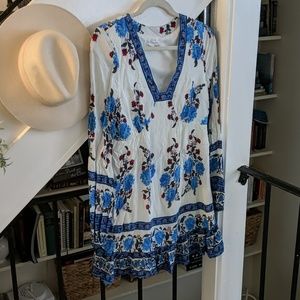 Blue & White Long Sleeve Dress